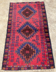 Vintage Hand Made Traditional Rug Oriental Wool Multicolor Carpet 134×67 cm