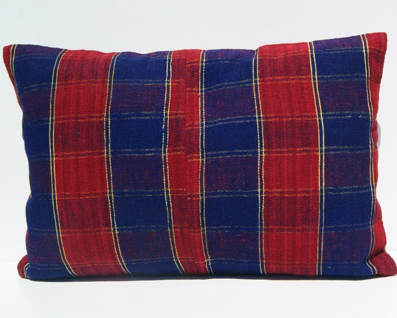 Handcrafted 24"x16" Turkish Pillow Cover Vintage Rug-Inspired Striped Design gallery