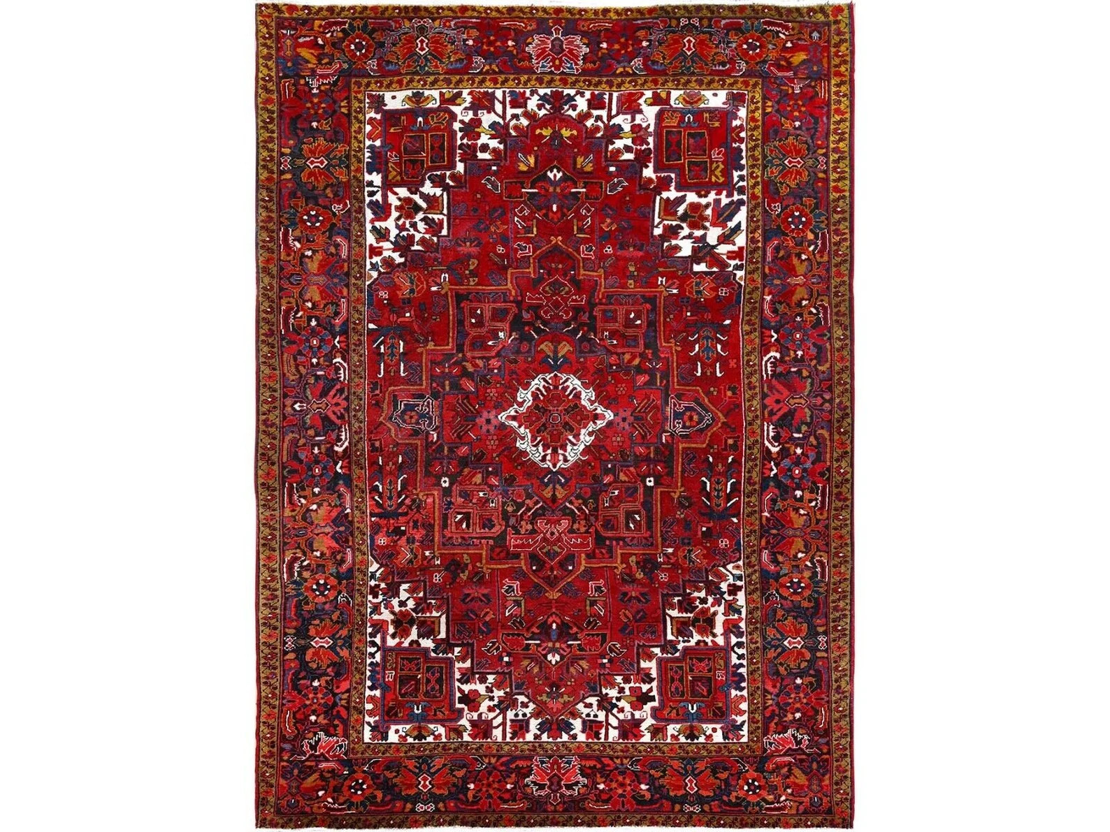 Exquisite Antique 1930-1940's Madder Root Red,Wool Pile Heriz Rug 8'2" x 11'10" gallery
