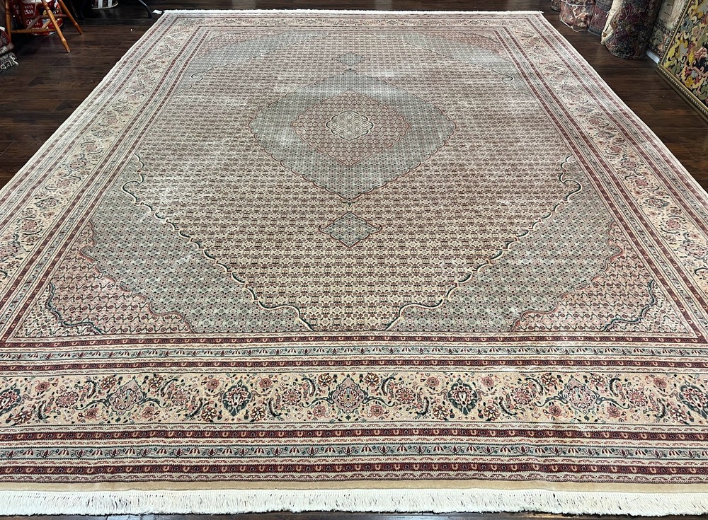 Pakistani Rug 12x15 Wool & Silk Handmade Vintage Carpet Herati Mahi Oversized