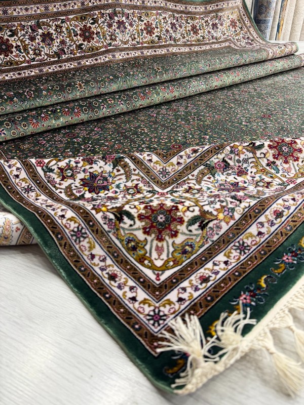 7x10 Silk Area Rug Persian Style Green Oriental Luxury Handmade Fringe gallery