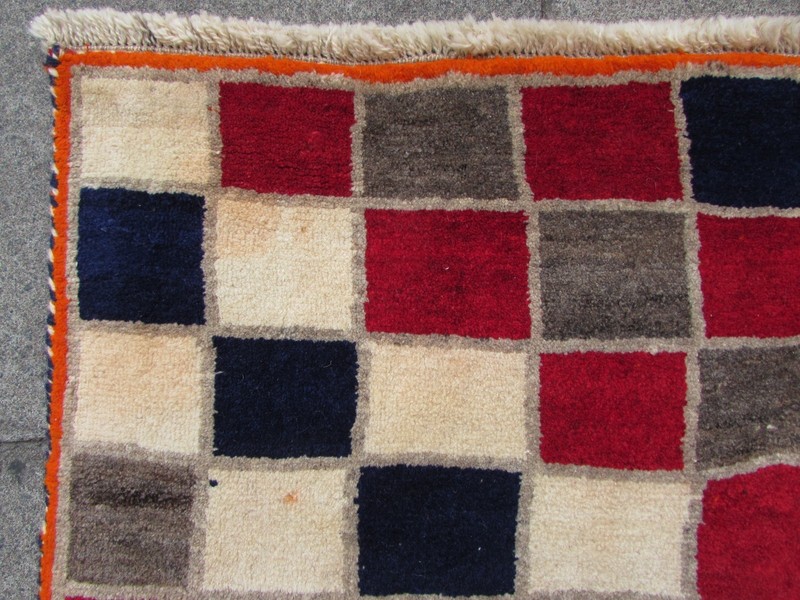 Vintage Traditional Tribal Hand Made Gabbe Oriental Red Wool Long Rug 180x105cm gallery