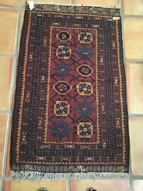Antique Afghan Balouch Hand-Knotted Tribal Rug, 30"x48". gallery