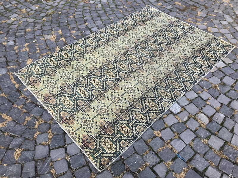 Turkish Antique rug Bohemian Area rug Oushak rug Vintage Rug Handmade Wool rug gallery