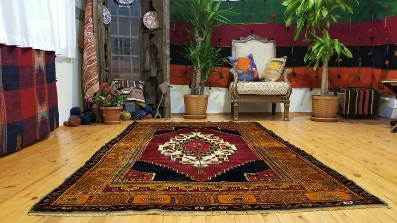 Antique 1900-1930's Turkish Tribal Rug 4'5 × 7'6" gallery