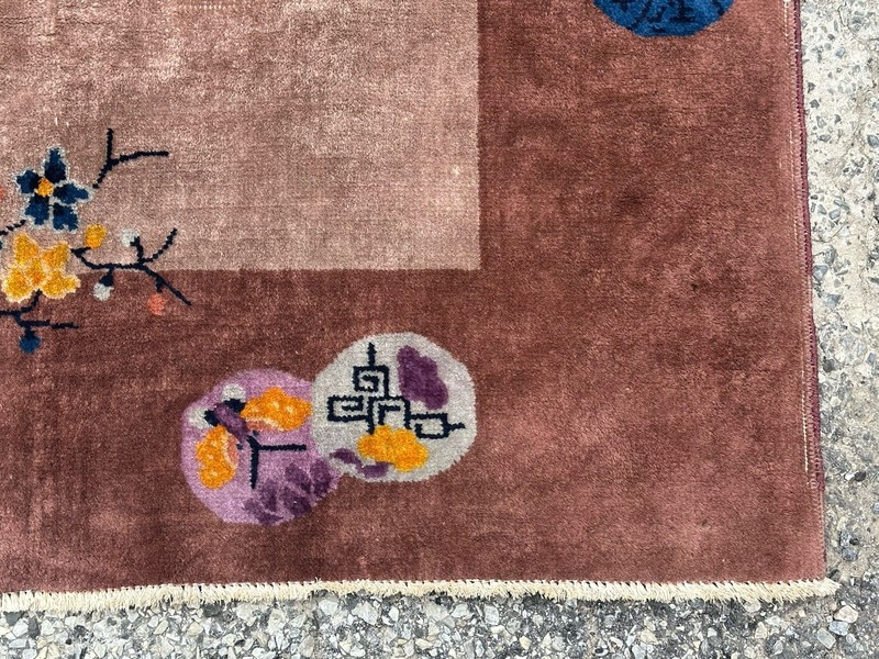 Ci 1920's ANTIQUE ART DECO CHINESE WALTER NICHOLS RUG 4x6.8 HEALTHY EVEN PILE gallery