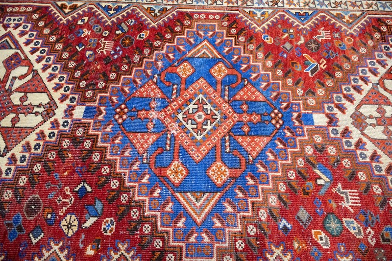 Semi-Antique Distressed Geometric Tribal Oriental Rug Entryway Carpet 5x10 Ft gallery