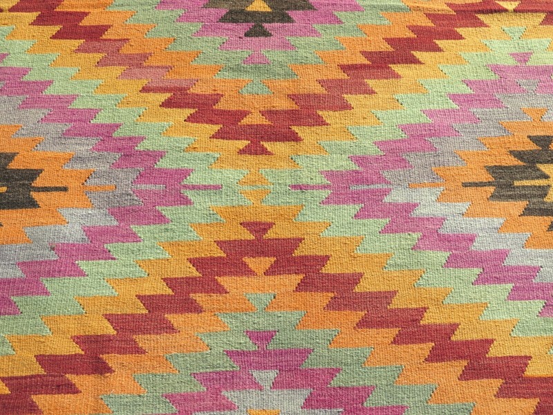 Antique Turkish Antalya Kilim, Large Rug, Handmade Wool Rug Carpet Tapis 80x108" gallery