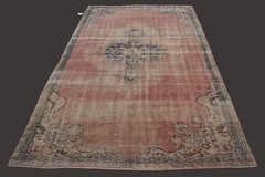 Vintage Turkish Oushak Rug, Peach 6×9 ft, Handmade Wool, Bohemian Anatolian