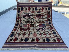 Fine Hand Knotted Afghan War Rug 4×6 ft Vintage Persian Style Pictorial Carpet