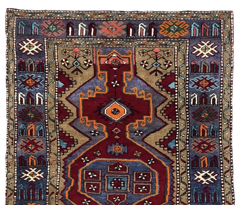 Vintage Hand Knotted Tarom Tribal Wool Area Rug 4x7 Red Blue Geometric Oriental gallery