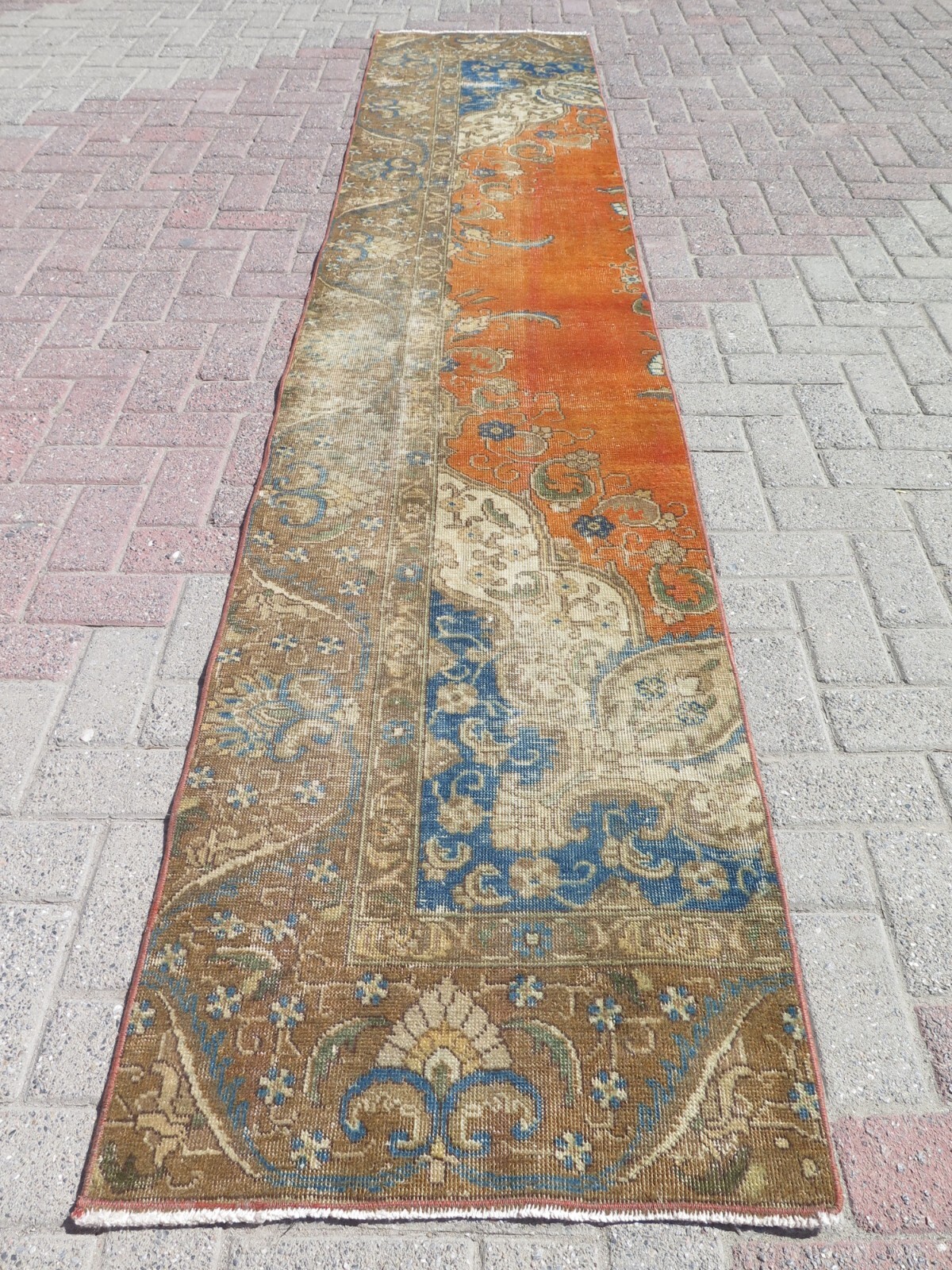 Turkish Hallway Rug, Carpet Runner, Corridor Rug Handmade Wool Long Rug 26"x132" gallery