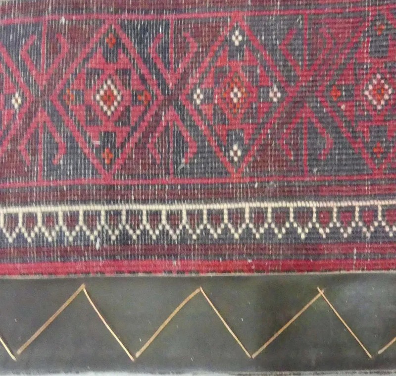 Vintage Hand Woven Tribal Rug Medallions 6’3” X 3’9” Red Runner antique gallery