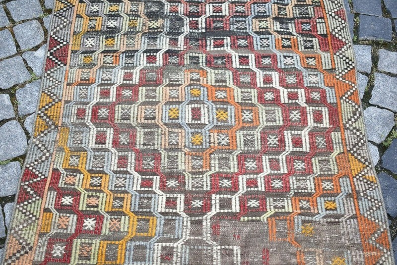 Vintage Cicim Kilim 3'1 x 4'7 ft Anatolian Taurus Mountain Nomadic Cicim Kilim gallery