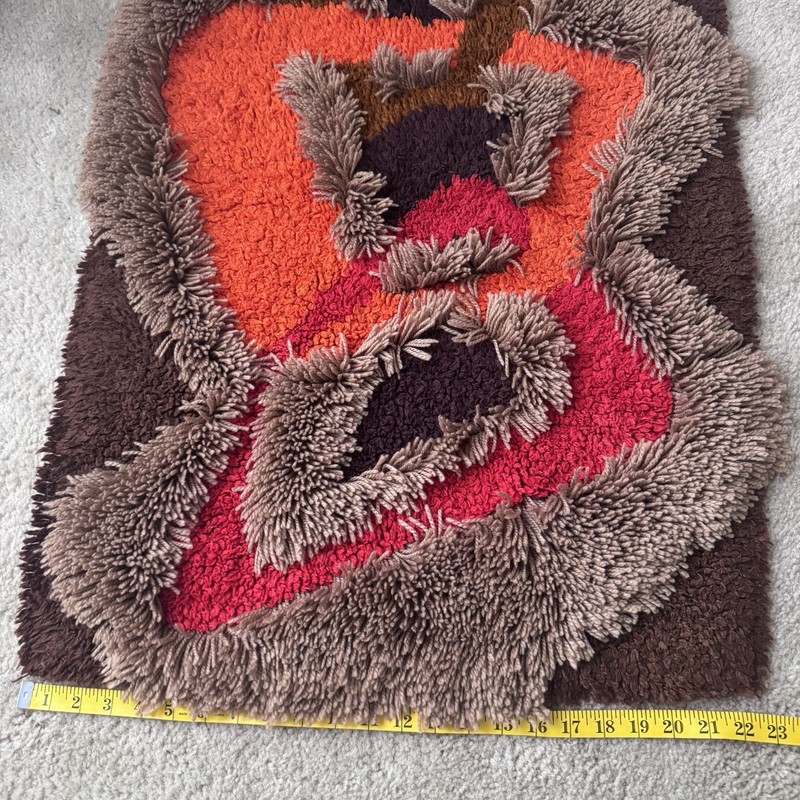 VTG Scandinavian Style Rya Shag Pile Rug Abstract Geometric Art Deco Design 70’s gallery