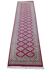Genuine Red hallway runner rug Velvety pile 3×9 cm Handmade Jaldar Runner
