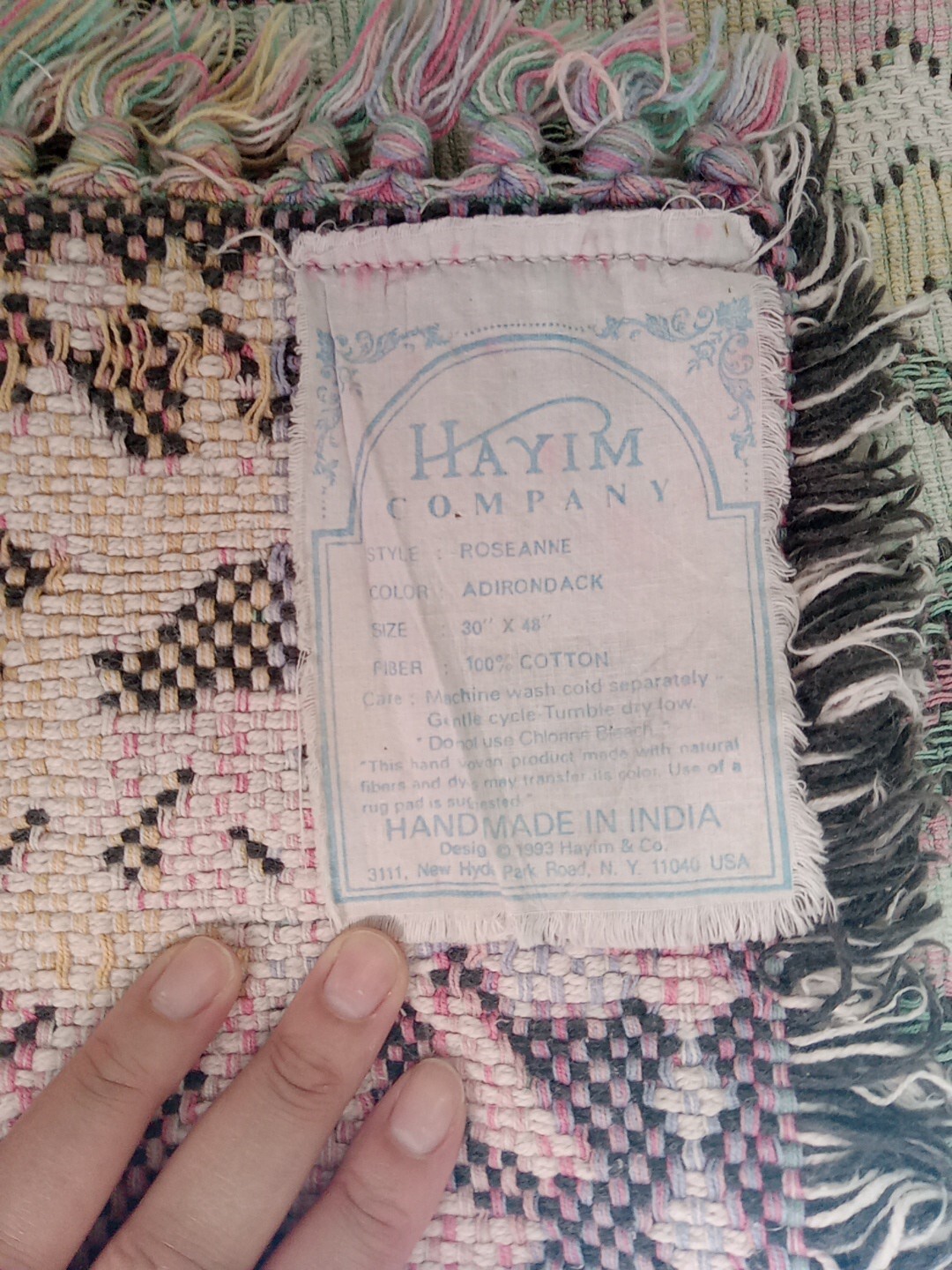 Vintage HAYIM rug 1993 30" X 48" Roseann Print Rug gallery