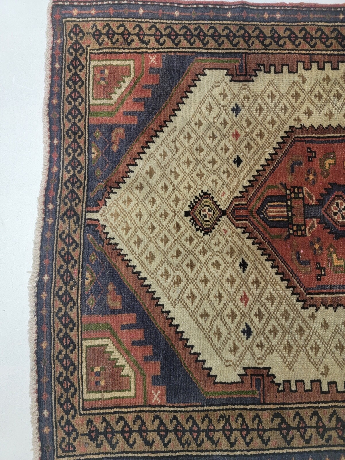 Antique Oriental Hand-Knotted Wool Area Rug Beige/Terracotta 3'5" x 6'7" gallery