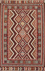 Vegetable Dye Kilim Reversible Area Rug 5×8 Wool Hand-Woven South-western Carpet