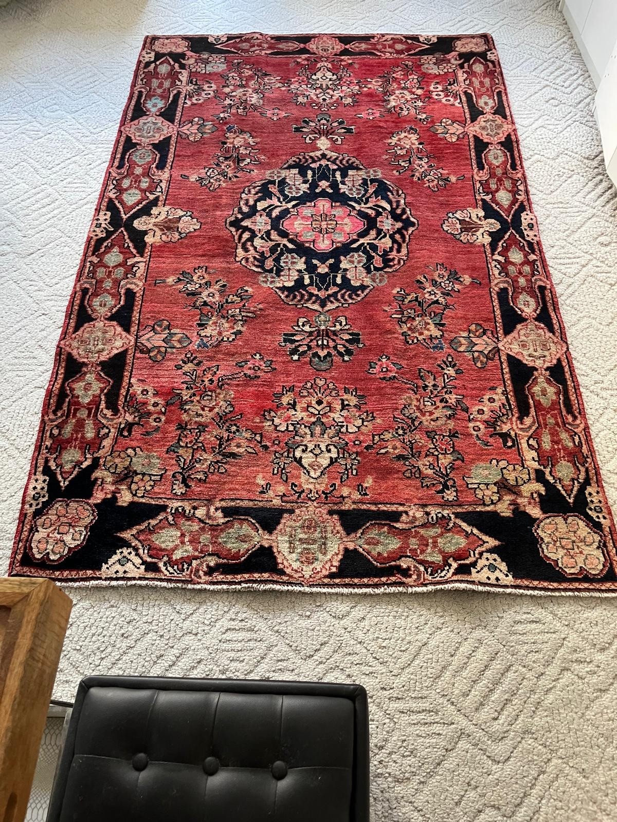Antique Handmade Sarouk in great condition, 68” X 115” gallery