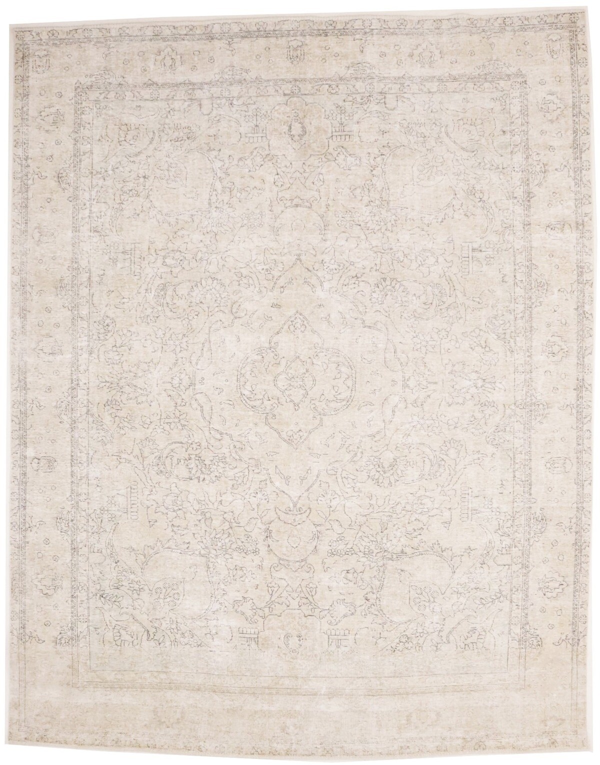 Antique Distressed Oriental Rug Muted Farmhouse Decor Vintage Carpet 9'9X12'4 ft gallery