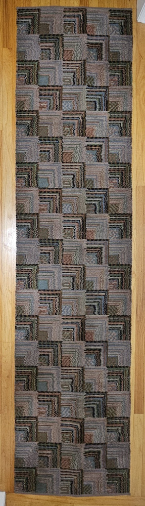 Vintage 1930's American Art Deco Hooked Wool Rug Runner Woven Mid Century Modern
