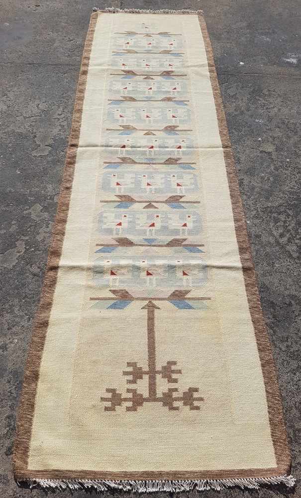 Vintage Traditional Handmade Beautiful Scandinavian Floor Rug Carpet 285x79 cm
