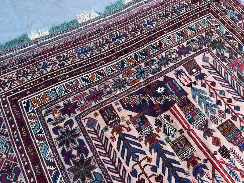 7x9 Vintage Afghan Baluchi Rug, Handknotted Soft Wool Tribal oriental Floor Rug gallery