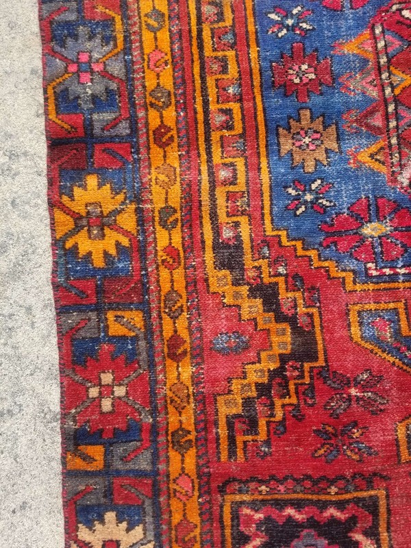 Vintage Distressed Hand Made Traditional Oriental Wool Multicolor Rug 6.7x4.1ft gallery