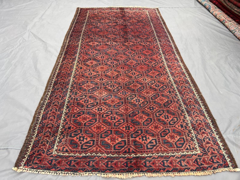 3'3x6'6 ft Turkoman All-Over Boteh Lattice Handknotted Wool Vintage Rug gallery