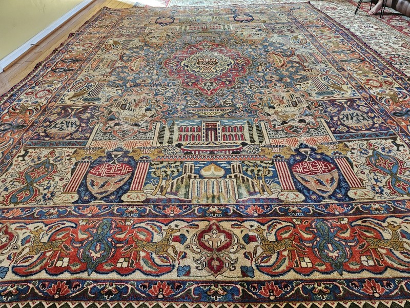 9.5 x 12.7 ANTIQUE FINE USHAK RUG CAUCASIAN VINTAGE SERAPI HERIZ KAZAK gallery