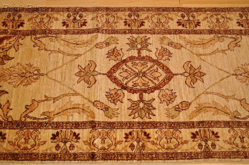 _HANDMADE_HALL-RUNNER_ 9 FT. vegetable dye Oriental rug Beige Gold color gallery