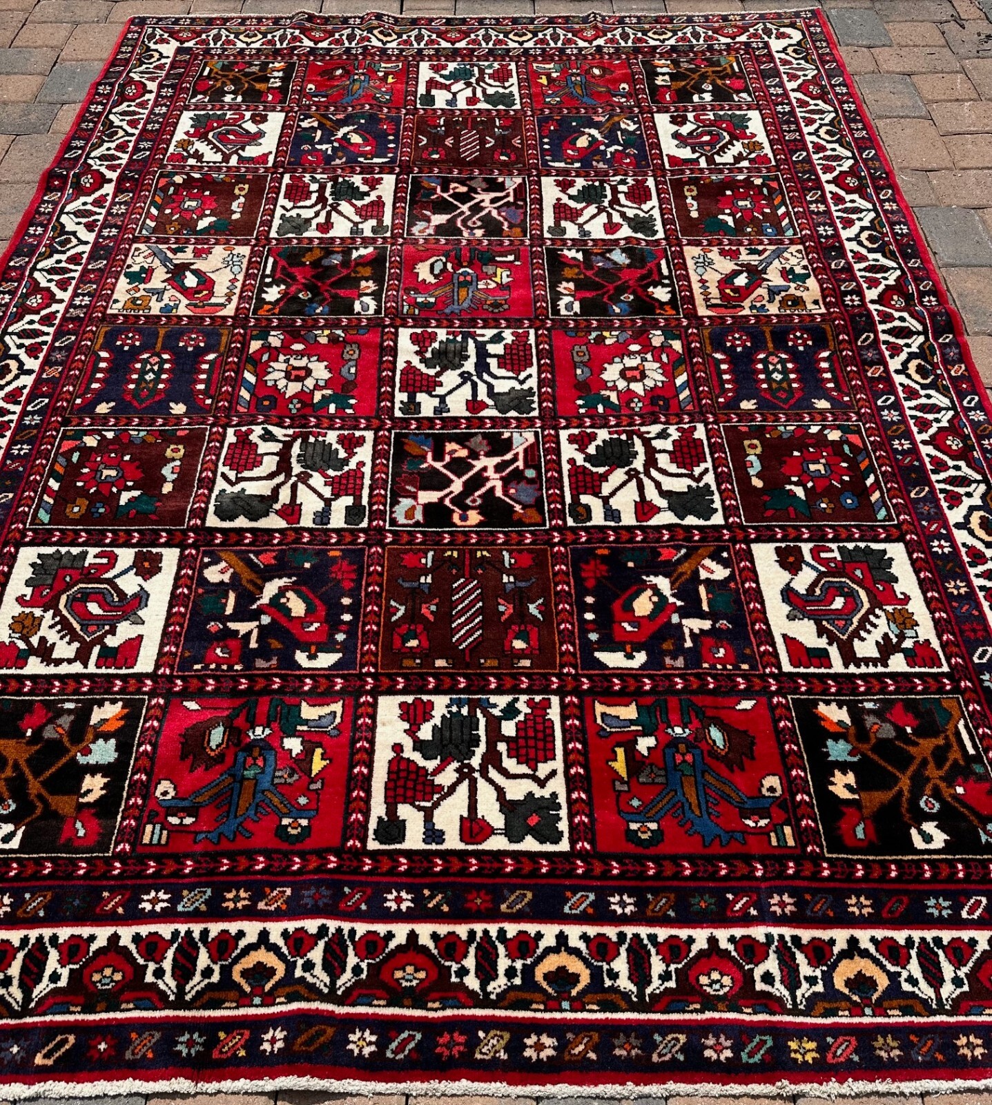 Handmade Vintage 4 Seasons Design Oriental Rug,Garden Motifs,Light Distress,7x10 gallery