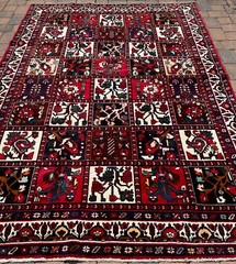 Handmade Vintage 4 Seasons Design Oriental Rug,Garden Motifs,Light Distress,7×10