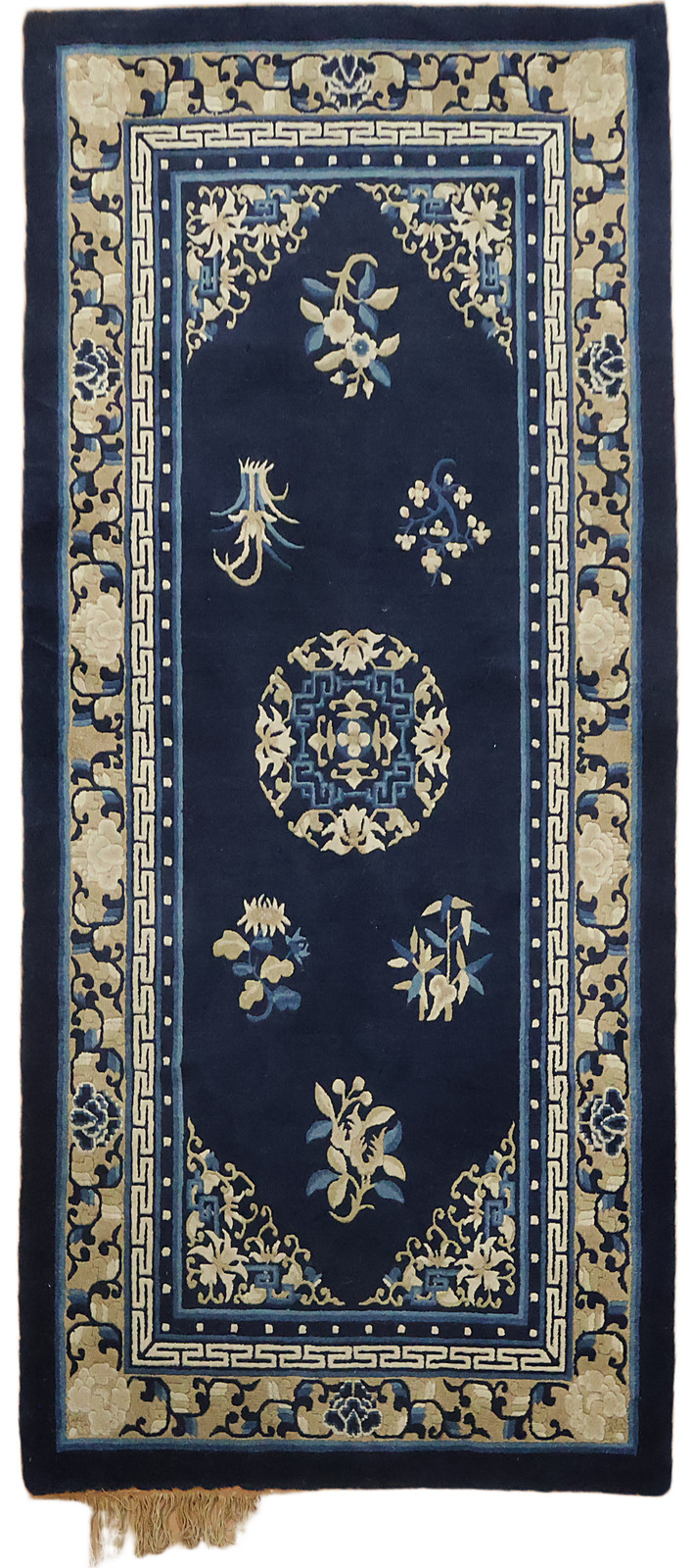 Vintage 3x6 Hand-Knotted Wool Rug with All-Over Geometric Design in Rich Blue gallery