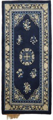 Vintage 3×6 Hand-Knotted Wool Rug with All-Over Geometric Design in Rich Blue