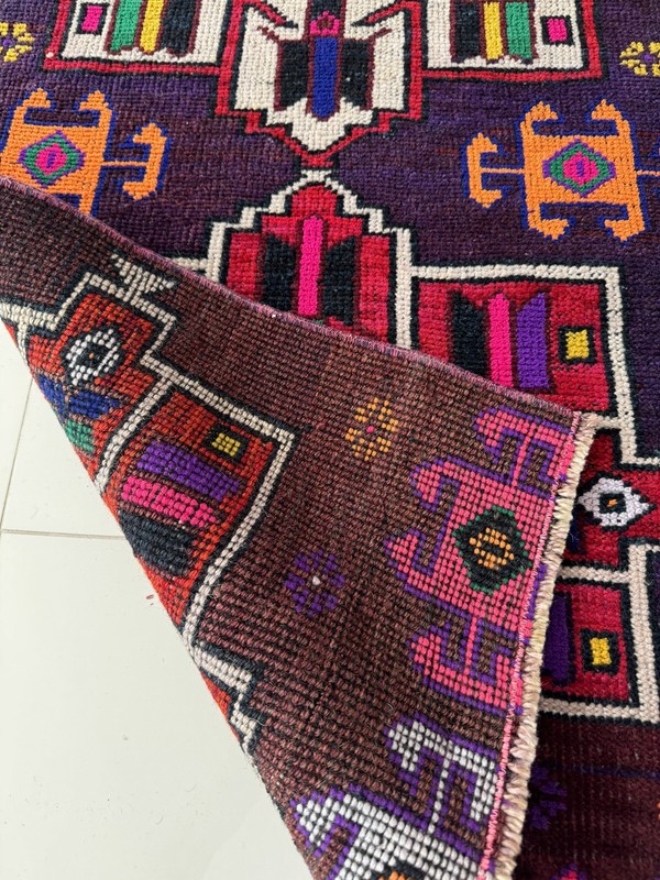 Vintage Handmade Wool Bohemian Oushak Runner Rug, 2x9 Ft Turkish Colorful Carpet gallery