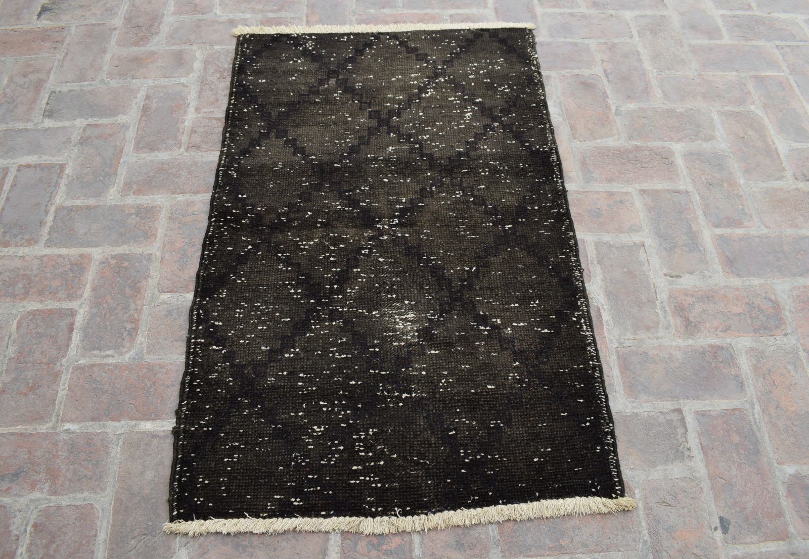 Vintage Moroccan Berber Rug Dark Grey Solid Wool Handmade Small Accent Area Rug gallery