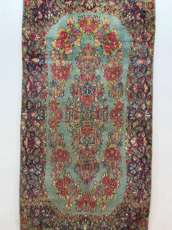 Vintage Beautiful Hand Knotted Distressed Low Pile Oriental Kerrmann Wool Rug gallery
