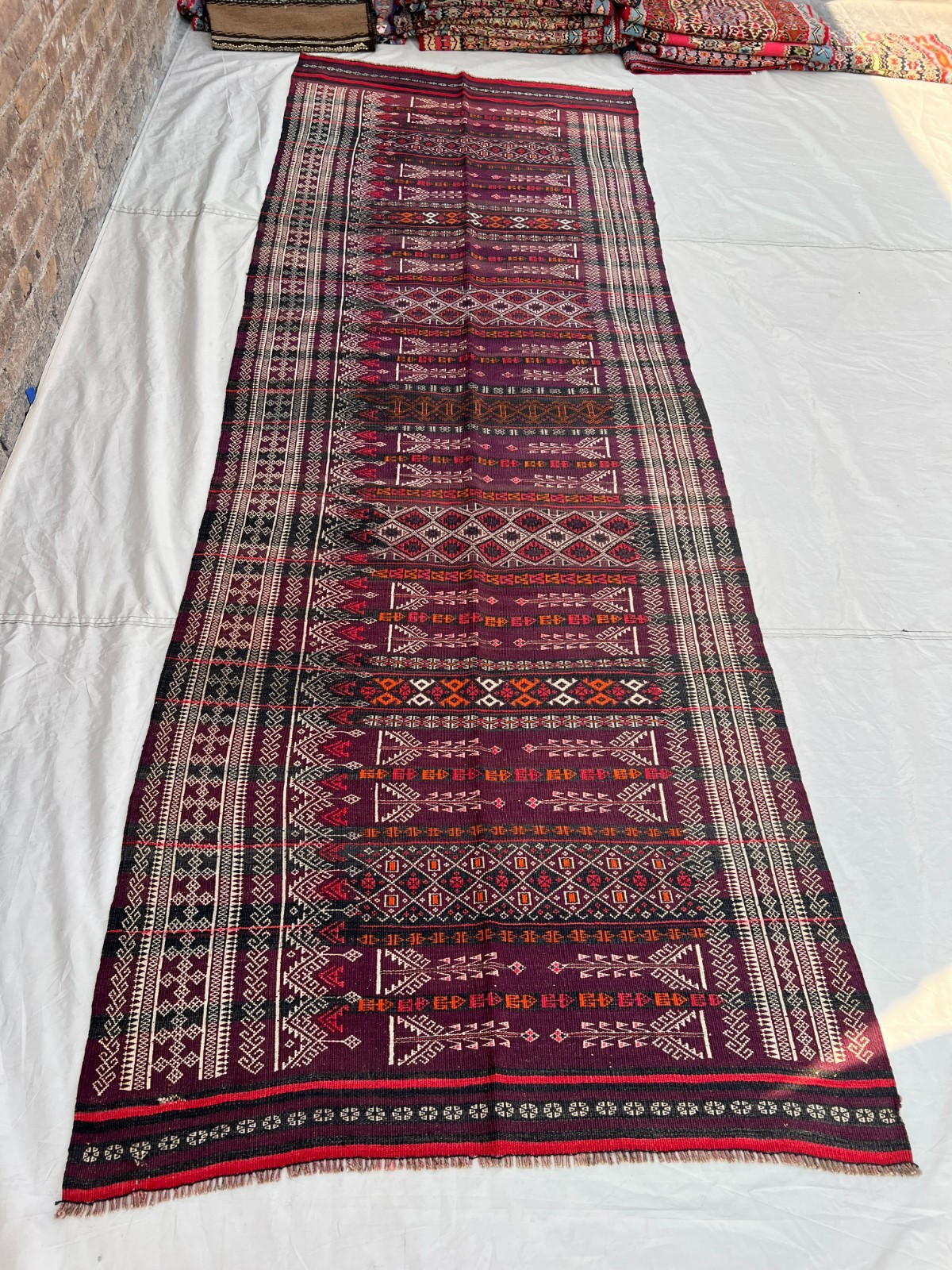 COLLECTORS ITEM 11.5X 4 ft Antique Maldari Belouch Nomad Full Embroidery Sistan gallery