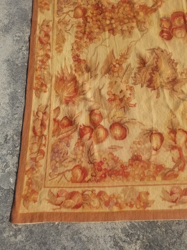 Vintage Handmade French Floral Needlepoint Wool Rug 258x166 cm gallery