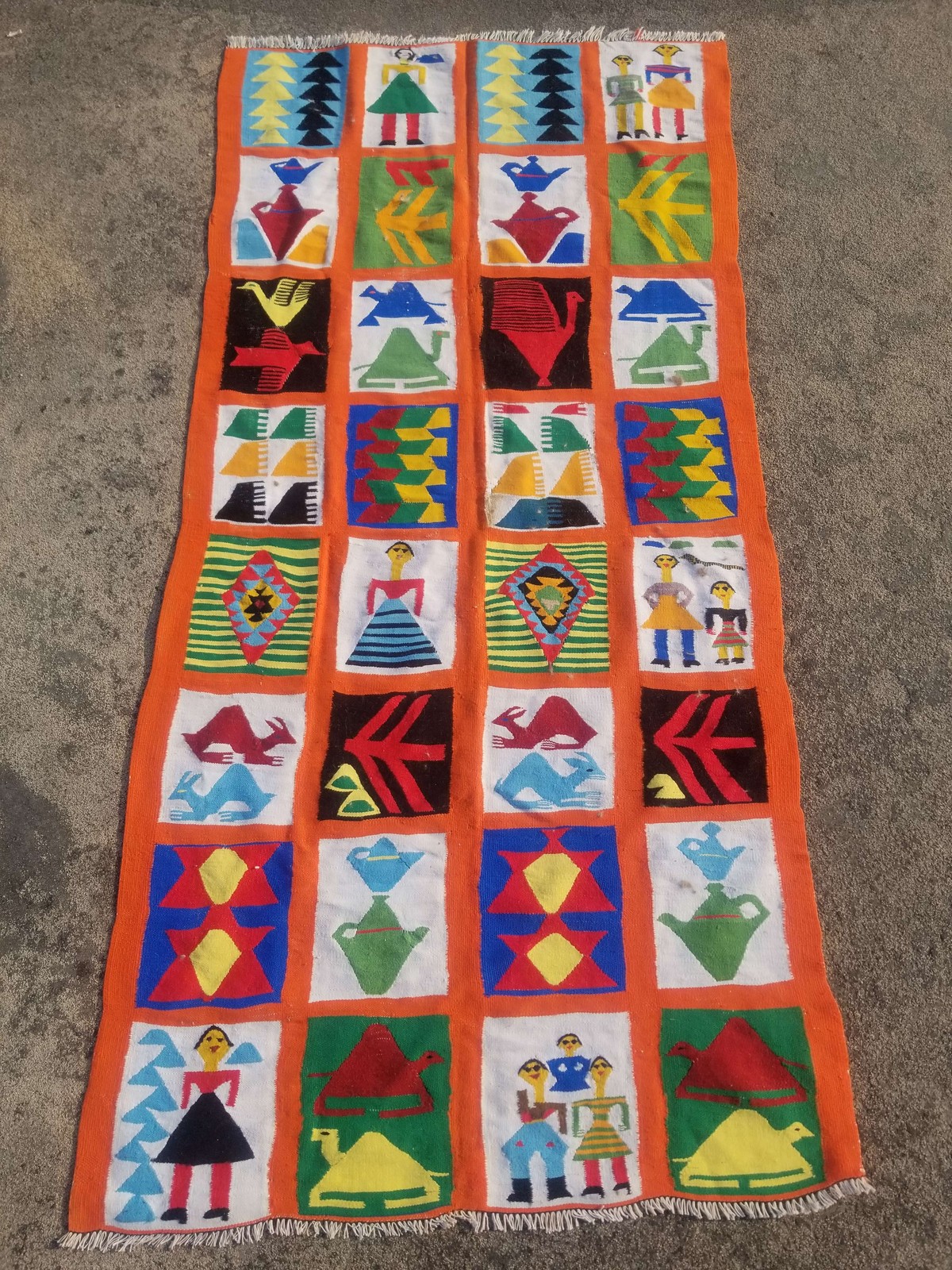 Fine Vintage Traditional Hand Made Oriental Wool Orange Kilim 5.3x2.7ft gallery