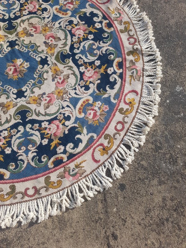 Vintage Traditional Oriental Circle Multicolor Kilim Rug Carpet 131x131 cm gallery