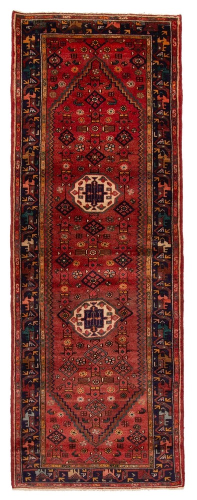 Vintage Hand-knotted Runner Rug 3'4" x 9'5" Traditional Oriental Wool Carpet