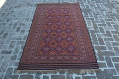 AFGHAN HANDMADE VINTAGE QALAINO KILAM, TRIBAL KILAM , SIZE :250X149 CM