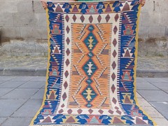 3.58 x 5.38 ft Vintage Turkish 4×5 Kilim Rug, 109 x 164 cm Wheat Handmade Kelim