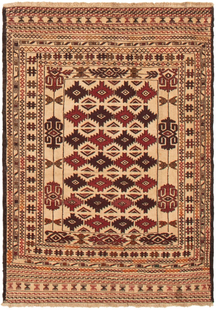 Vintage Hand Woven Area Rug 4'3" x 6'1" Traditional Wool Oriental Carpet