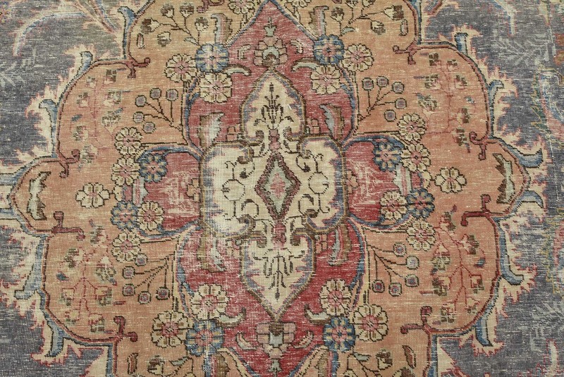Vintage Anatolia 9’11” x 12’6” Blue Distressed Wool Hand-Knotted Oriental Rug gallery