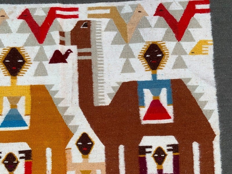 Vintage Turkish Handmade Flatweave Pictorial Kilim Area Rug 3x3 ft Free Ship gallery