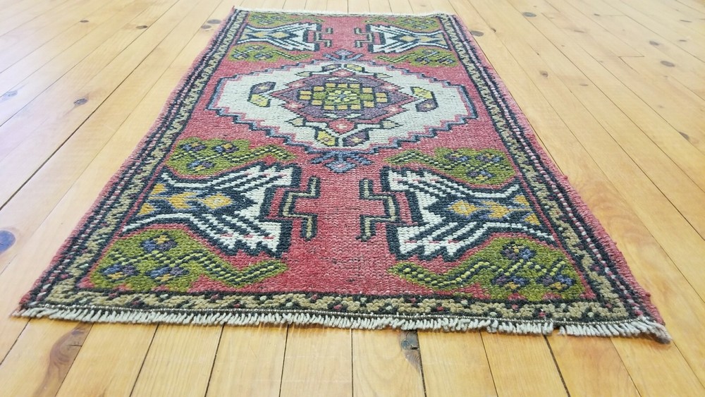 Beautiful Antique Wool Pile Natural Dye Tribal Area Rug 1'9"×3'1"